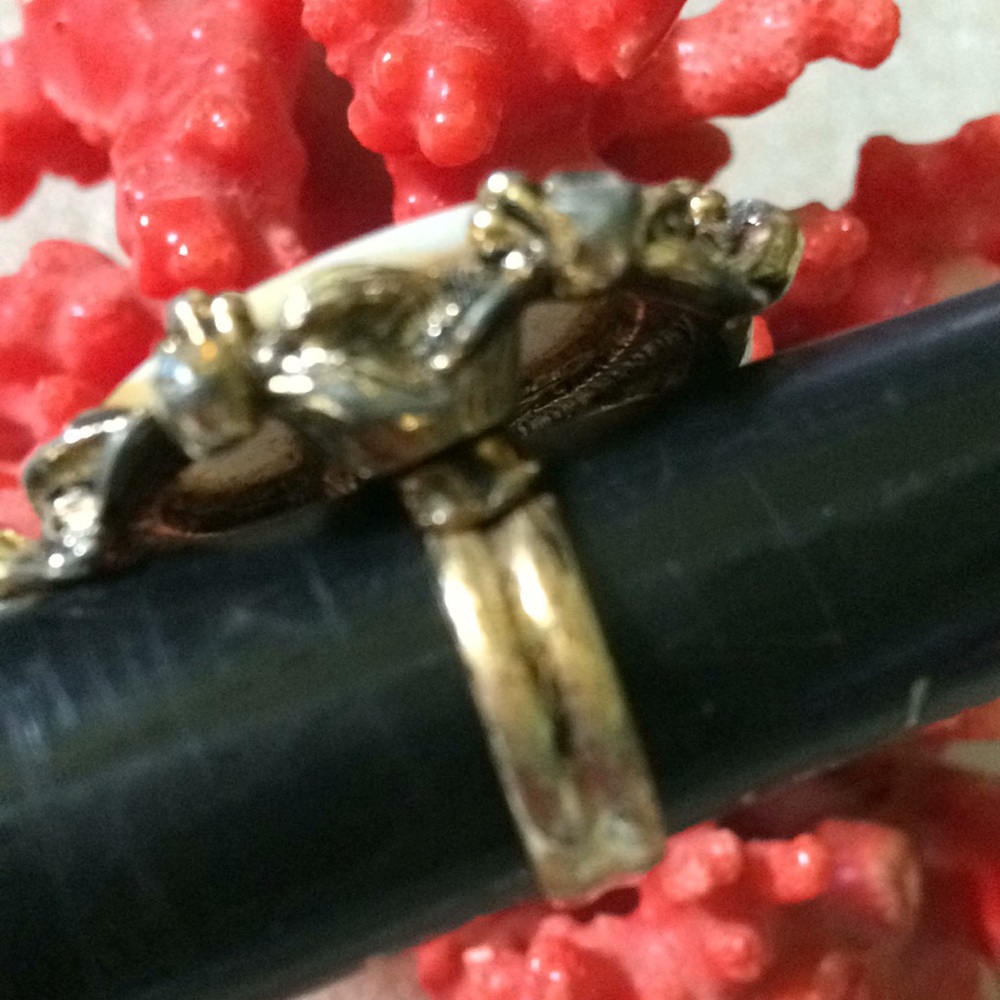 Antique porcelain flower paint ring - Picture 6 of 7